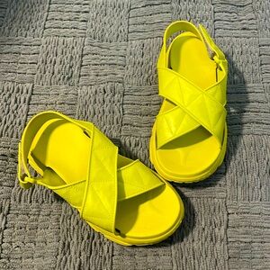 Lemon green platform plastic sandals